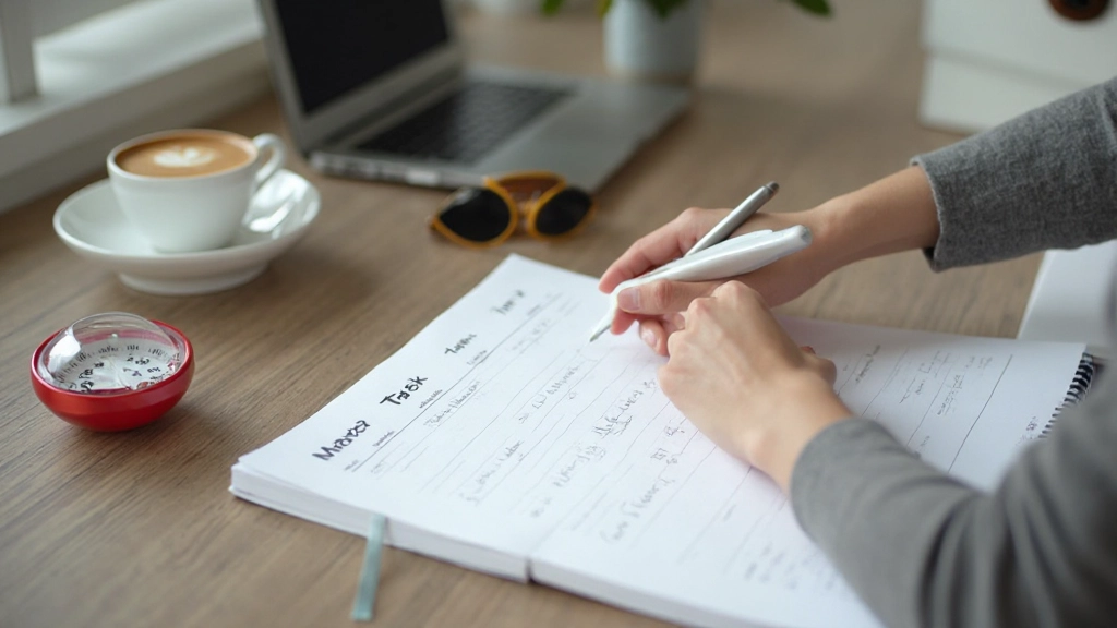 Часы-помидор и планировщик на современном рабочем столе