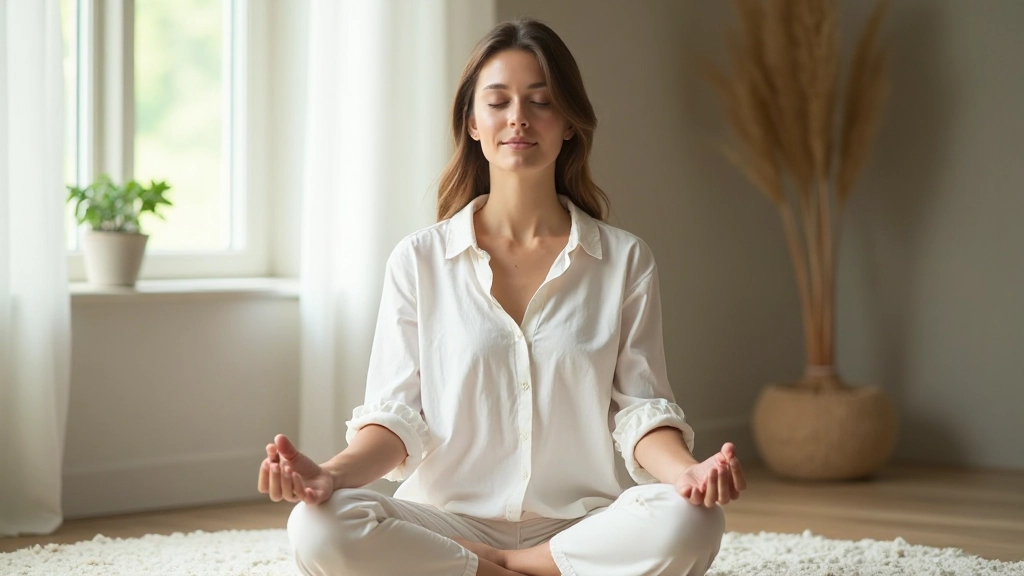 Человек медитирует в спокойной обстановке с закрытыми глазами